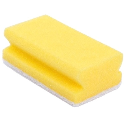 130583: Schuurspons synthetisch - 13 x 7 cm - GEEL/WIT - 5 stuks