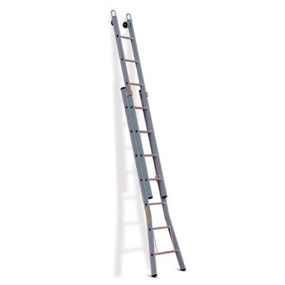 660211: Ruitenwasladder 2-delig met uitgebogen bomen - 2 x 12 treden - 4,55/8,05 m - 23 kg - 35 cm optrede