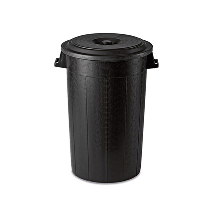 750260: Afvalton kunststof met deksel - 100 l  - ZWART