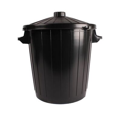 750260: Afvalton kunststof met deksel - 50 l  - ZWART