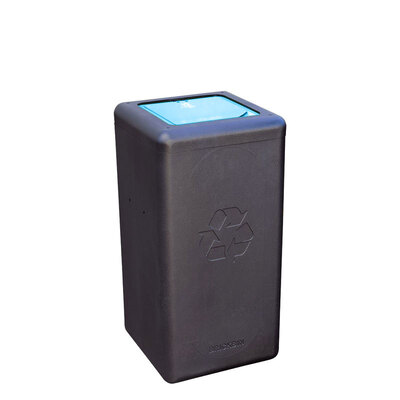750292: Bomabin Select Brick - 65 l - ZWART - gesloten deksel BLAUW