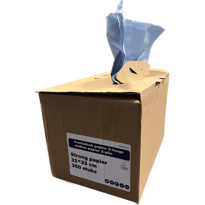 771785: Poetspapier - zuiver tissue - 3 laags - 32 x 33 cm - 300 stuks - BLAUW