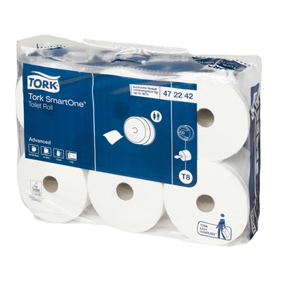 779013: Tork SmartOne Advanced toiletpapier - 2 laags - 6 rollen - 1150 vel - 207 m x 18 cm - WIT - 472242
