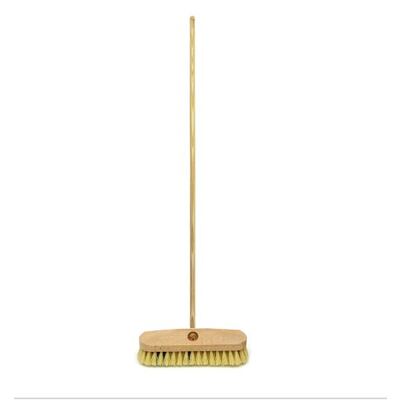 Schrobborstel polypropyleen 30 cm met houten steel 140 cm