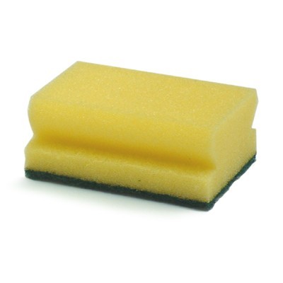 Fabel scouring sponge with hand grip- 10 x 7 cm - YELLOW/GREEN