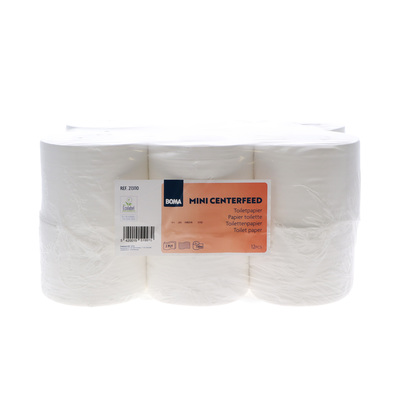 Mini Jumbo One Toilet Paper - Centerfeed - pure tissue - 2 ply - 110 m - WHITE - 12 rolls