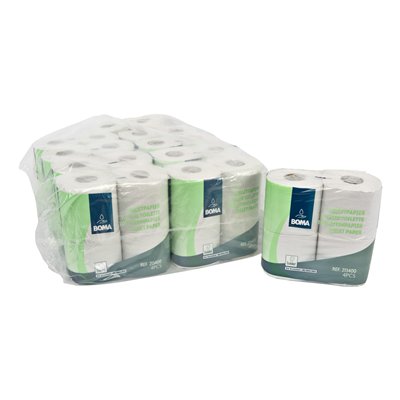 Traditioneel toiletpapier - recycled tissue - 2-laags - 400 vel - gewafeld - WIT - 40 rollen (10x4)