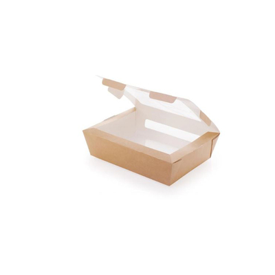 Salad Container Kraft Cardboard 1000ml With Window 190x150x50mm 200pcs