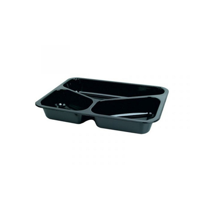Barquette rect. cpet 3 comp. noire 226x177x45mm 276pcs