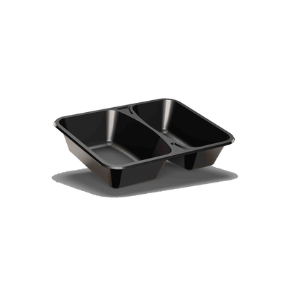 Barquette rect. cpet 2 comp. noire 227x177x43mm 1050ml 320pcs