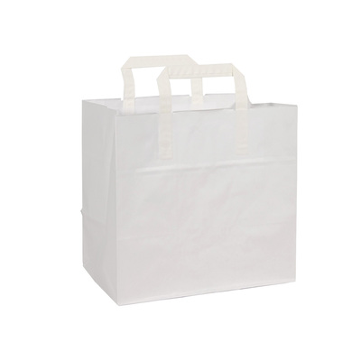 Carry Bag In White Kraft With Handle 220+105x360mm 250st