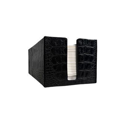 Servethouder Leder Groot Zwart Crocomotief 25,5x13,5x11,5cm