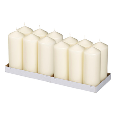 Ivory Pillar Candle 78x198mm Burn Time 110h 12pcs