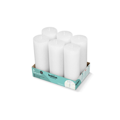 Rustic Pillar Candle 68x190mm Burn Time 65h 6pcs White