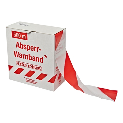 Hazard warning tape - 500 m x 8 cm - RED/WHITE