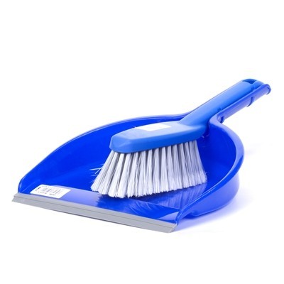 PVC hand brush + plastic dustpan - BLUE