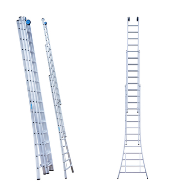 Schuifladder 3-delig - 3 x 14 treden - 3,75/8,25 m - 31,4 kg