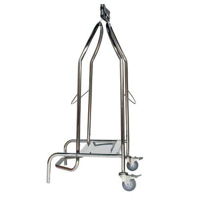 RVS afvalzakhouder met pedaal - 2 wielen - 110 l