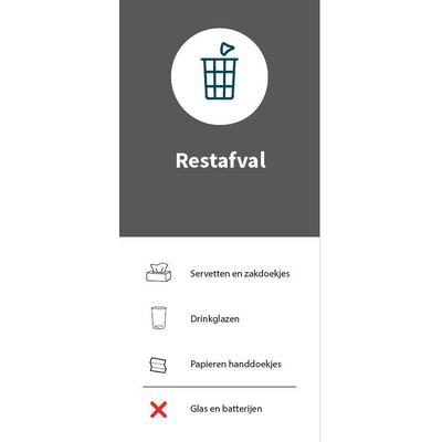 Magneetsticker Restafval - 16 x 30 cm - GRIJS
