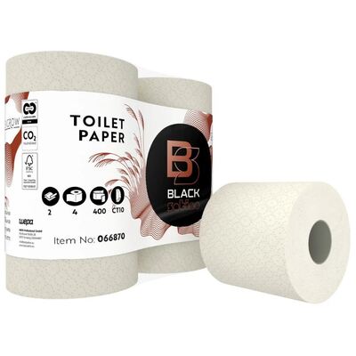 Black Satino GreenGrow Traditioneel toiletpapier - Miscanthusgras - 2 laags - 400 vel - gewafeld - NATUREL - 40 rollen (10x4) - 066870/066871