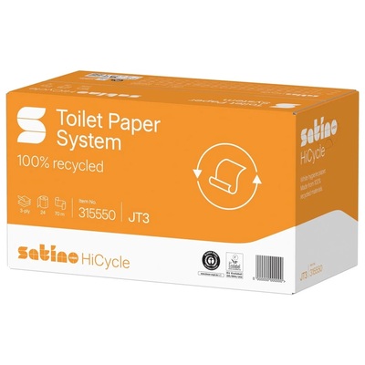 Papier hygiénique System avec bouchons - papier recyclé - 3 plis - 70 m / 507 feuilles - BLANC - 24 rouleaux