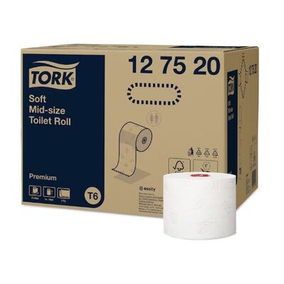 Tork Premium Mid-size toilet paper - soft - 2 ply - 90 m x 9.9 cm - 27 rolls - WHITE - 127520