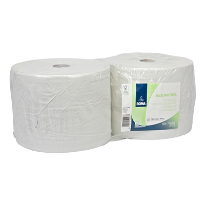 Maxi Multirol - recycled tissue - 2 laags - 555 m x 25 cm - WIT - 2 rollen
