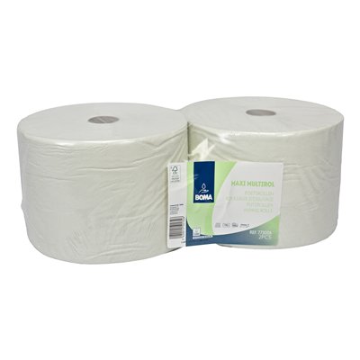 Maxi Multirol - zuiver tissue - 1 laags - 1000 m x 23 cm - WIT - 2 rollen