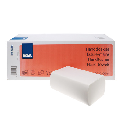 Essuie-mains Multifold - tissu pur - "TAD" - 2 plis - 32 x 20 cm - BLANC - 2000 pièces (20x100)