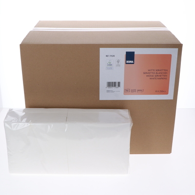 Napkins - virgin tissue - 2 ply - 33 x 33 cm - WHITE - pack of 2000 (8x250)