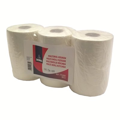 Keukenrol / multirol - zuiver tissue - 2-laags - 280 vel - gewafeld - WIT - 3 rollen