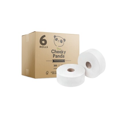 Maxi Jumbo Toiletpapier - bamboe tissue - 2-laags - 300 m - WIT - 6 rollen - Cheeky Panda