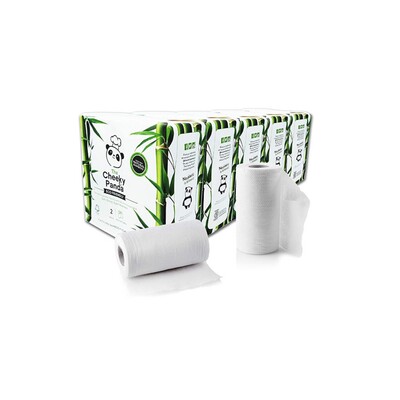 Keukenrol - bamboe tissue - 2 laags - 100 vel - gewafeld - WIT - 5 x 2 rollen - Cheeky Panda