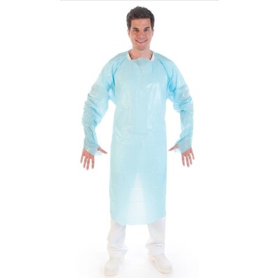Wegwerpschort met mouwen - 100 x 125 cm - 28µ - BLAUW