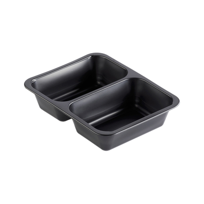 Rectangular PP Tray Black 2 Comp 227x178x50mm 216pcs