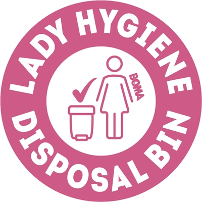 Sticker 'Lady Hygiene Disposal Bin' - 60 mm diameter - per 6 stickers op vel