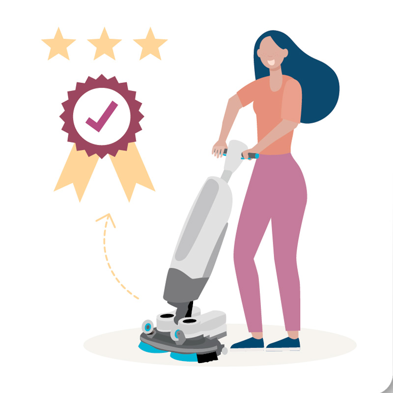 illustratie van een vrouw met de i-mop
