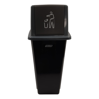 750371: Bomabin Select Dome met push deksel - 60 l - ZWART - deksel GRIJS