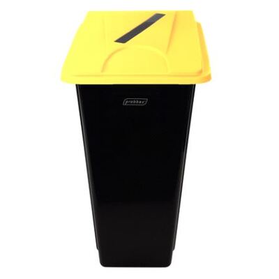 750371: Bomabin Select Flat met papierdeksel - 80 l - ZWART - deksel GEEL