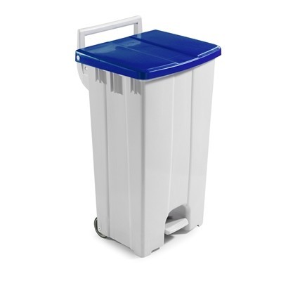 625703: Bomabin Select Pedal Classic - 90 l - WIT - deksel BLAUW