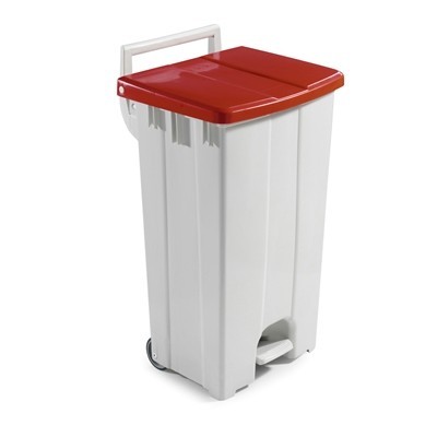 625703: Bomabin Select Pedal Classic - 90 l - WIT - deksel ROOD