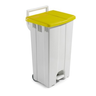 625703: Bomabin Select Pedal Classic - 90 l - WIT - deksel GEEL