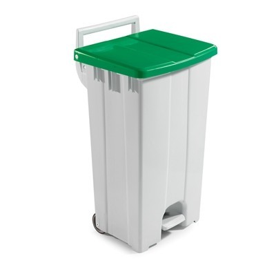 625703: Bomabin Select Pedal Classic - 90 l - WIT - deksel GROEN