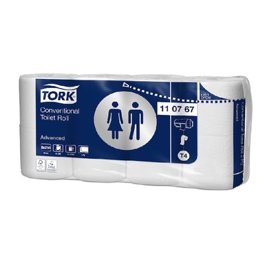 770177: Tork Advanced traditioneel toiletpapier - 2 laags - 30 m x 9,4 cm - 250 vel - 64 rollen - WIT - 110767
