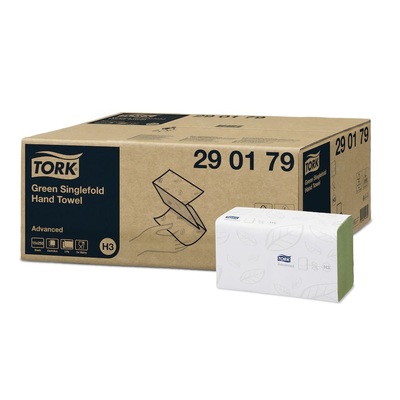 779081: Tork Advanced Z-vouw handdoeken - 2 laags - 23 x 24,8 cm - 3750 stuks - GROEN - 290179