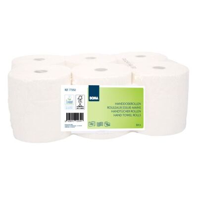 775915: Handdoekrol - recycled tissue - 2-laags - 150 m x 20 cm - WIT - 6 rollen