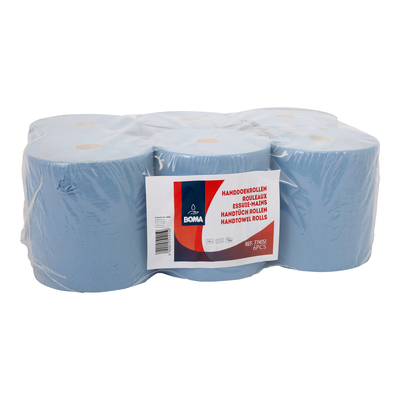 775915: Handdoekrol - zuiver tissue - 2-laags - 150 m x 20 cm - BLAUW - 6 rollen